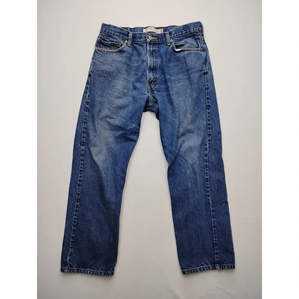 Levis 505 Jeans Mens 36x30 Blue Regular Fit Straight Leg Y2K Dark Wash